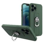 Samsung Galaxy A22 4G / M32 4G Θήκη Σιλικόνης Σκούρο Πράσινη Ring Case Silicone Case with Finger Grip and Stand Dark Green