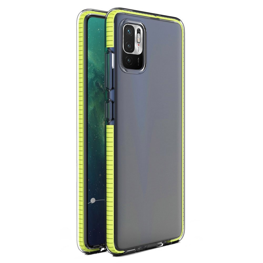 Xiaomi Redmi Note 10 5G / Poco M3 Pro 5G Θήκη Σιλικόνης Διάφανη - Κίτρινη Spring TPU Back Cover Case with Frame