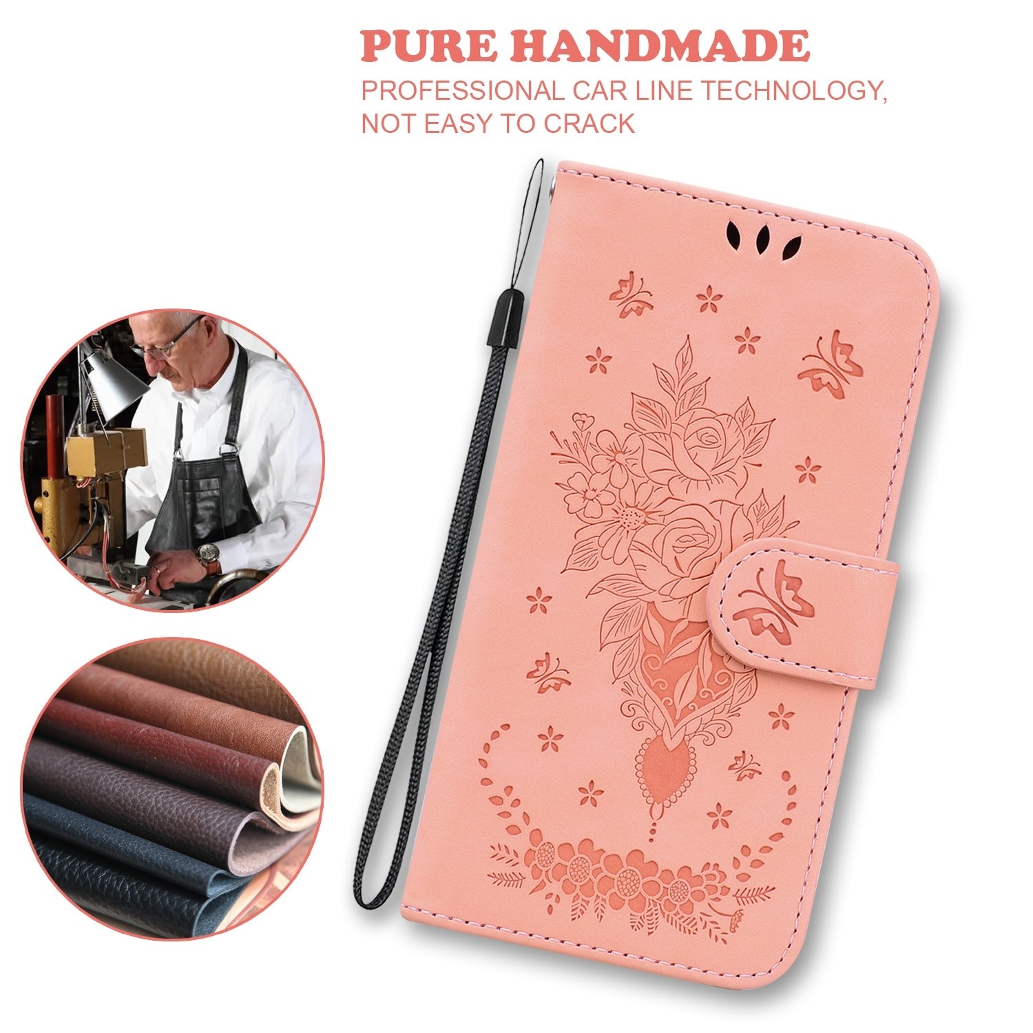Samsung Galaxy A53 5G Θήκη Βιβλίο Ροζ Butterfly Rose Embossed Phone Case Pink
