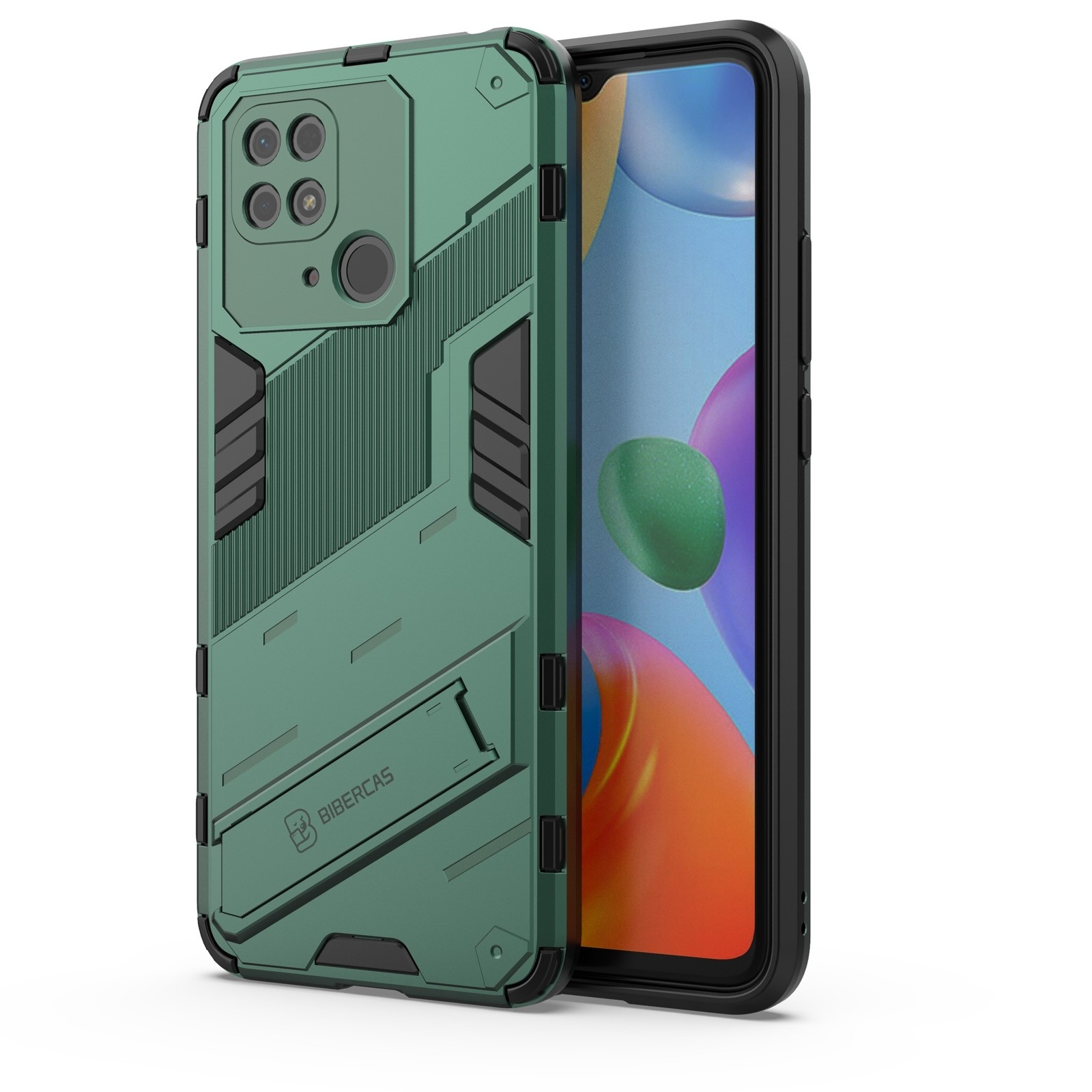 Xiaomi Redmi 10C Σκληρή Θήκη Πράσινη Punk Armor PC + TPU Phone Case with Holder Green