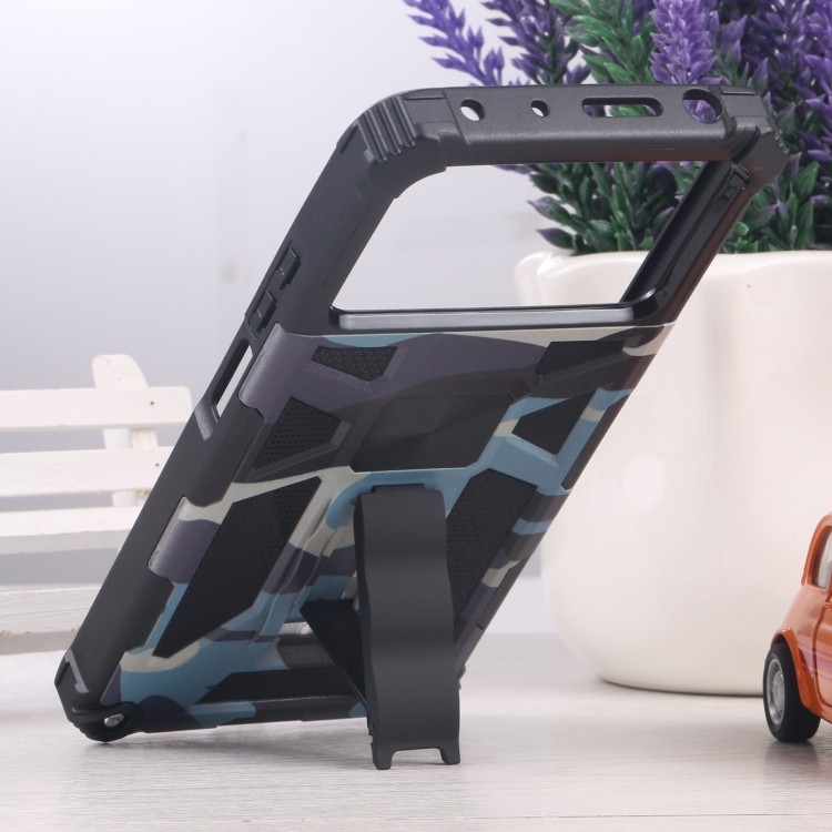 Xiaomi Poco X4 Pro 5G Θήκη Με Σταντ Καμουφλάζ Μπλε Camouflage Armor Kickstand TPU + PC Magnetic Phone Case Blue