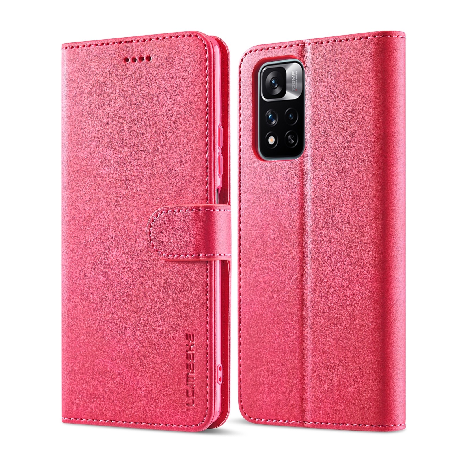 Xiaomi Redmi Note 11 Pro+ 5G Θήκη Βιβλίο Φούξια LC.IMEEKE Calf Texture Phone Case Fuchsia