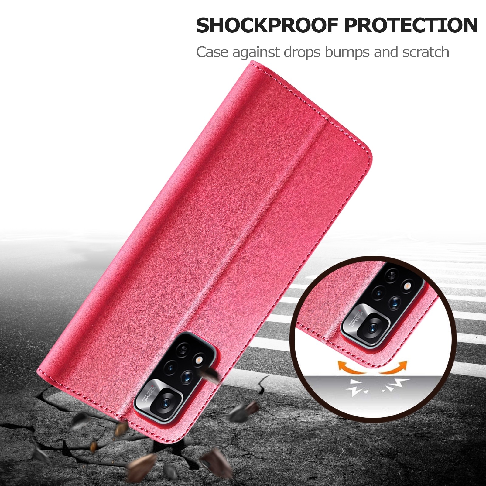Xiaomi Redmi Note 11 Pro+ 5G Θήκη Βιβλίο Φούξια LC.IMEEKE Calf Texture Phone Case Fuchsia