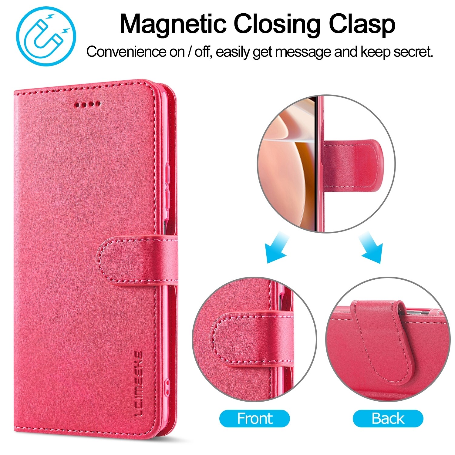 Xiaomi Redmi Note 11 Pro+ 5G Θήκη Βιβλίο Φούξια LC.IMEEKE Calf Texture Phone Case Fuchsia