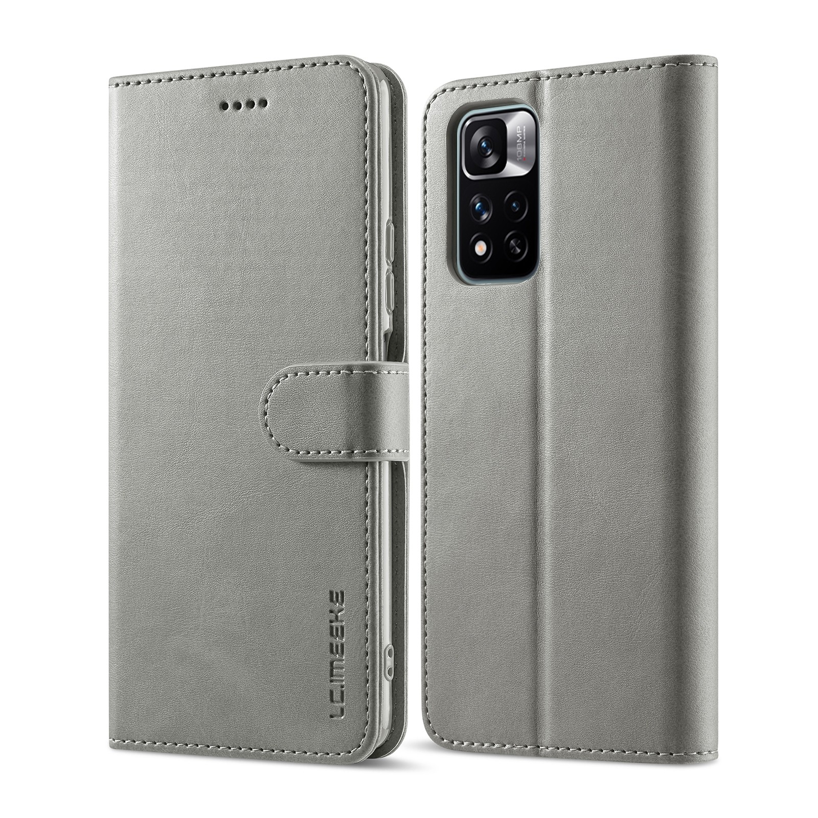 Xiaomi Redmi Note 11 Pro+ 5G Θήκη Βιβλίο Γκρι LC.IMEEKE Calf Texture Phone Case Grey