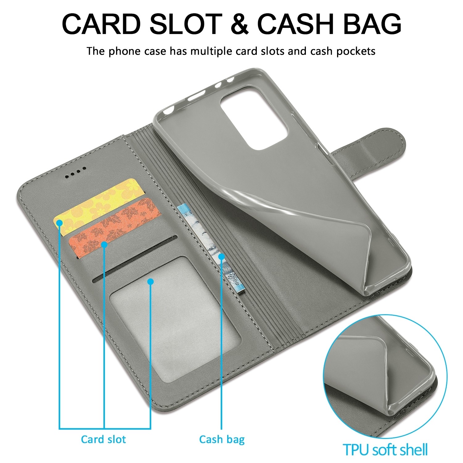 Xiaomi Redmi Note 11 Pro+ 5G Θήκη Βιβλίο Γκρι LC.IMEEKE Calf Texture Phone Case Grey