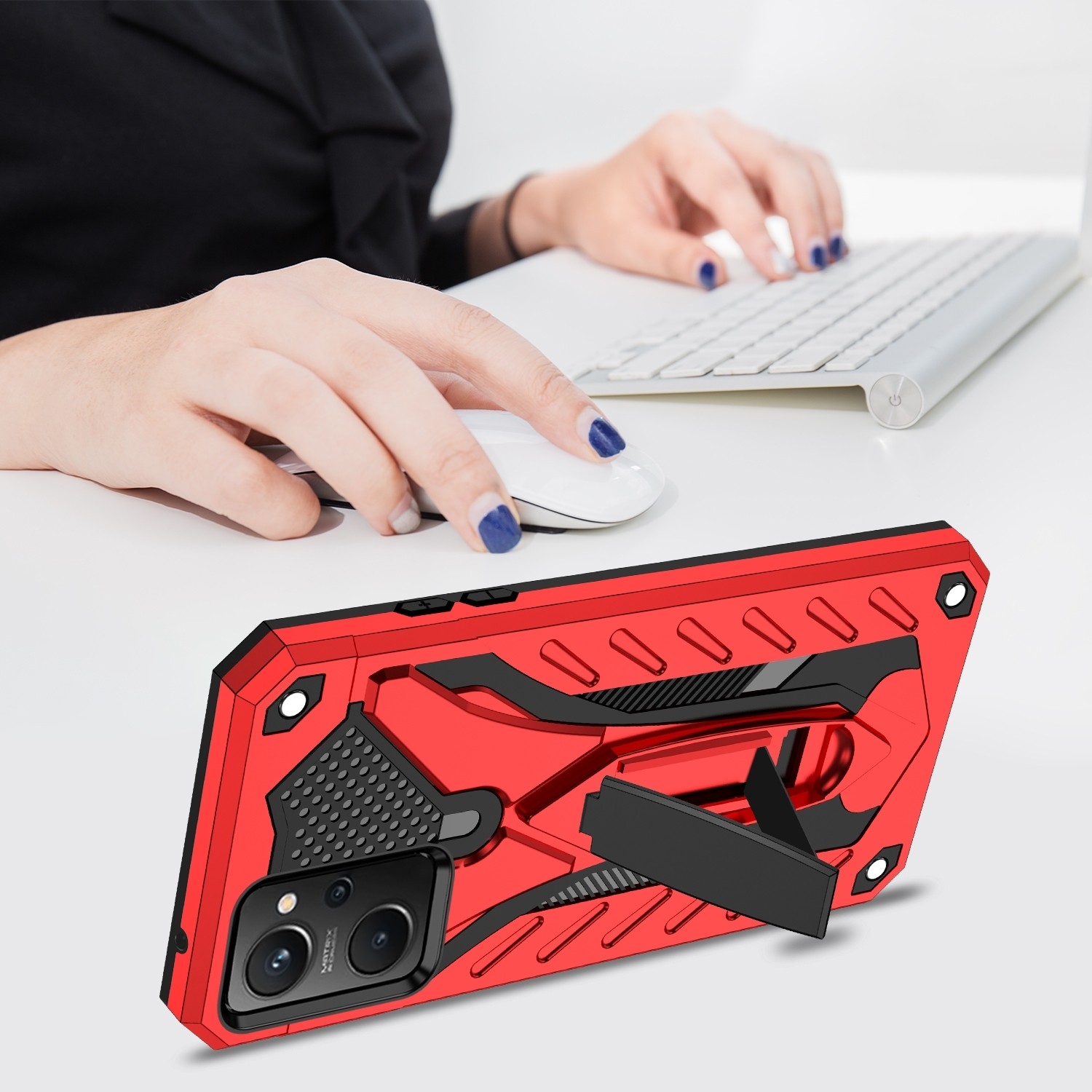 Realme 9i Θήκη Κόκκινη Με Σταντ Shockproof TPU + PC Phone Case Red