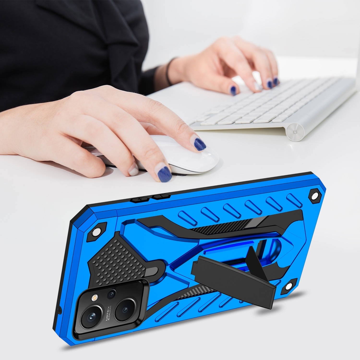 Realme 9i Θήκη Μπλε Με Σταντ Shockproof TPU + PC Phone Case Blue