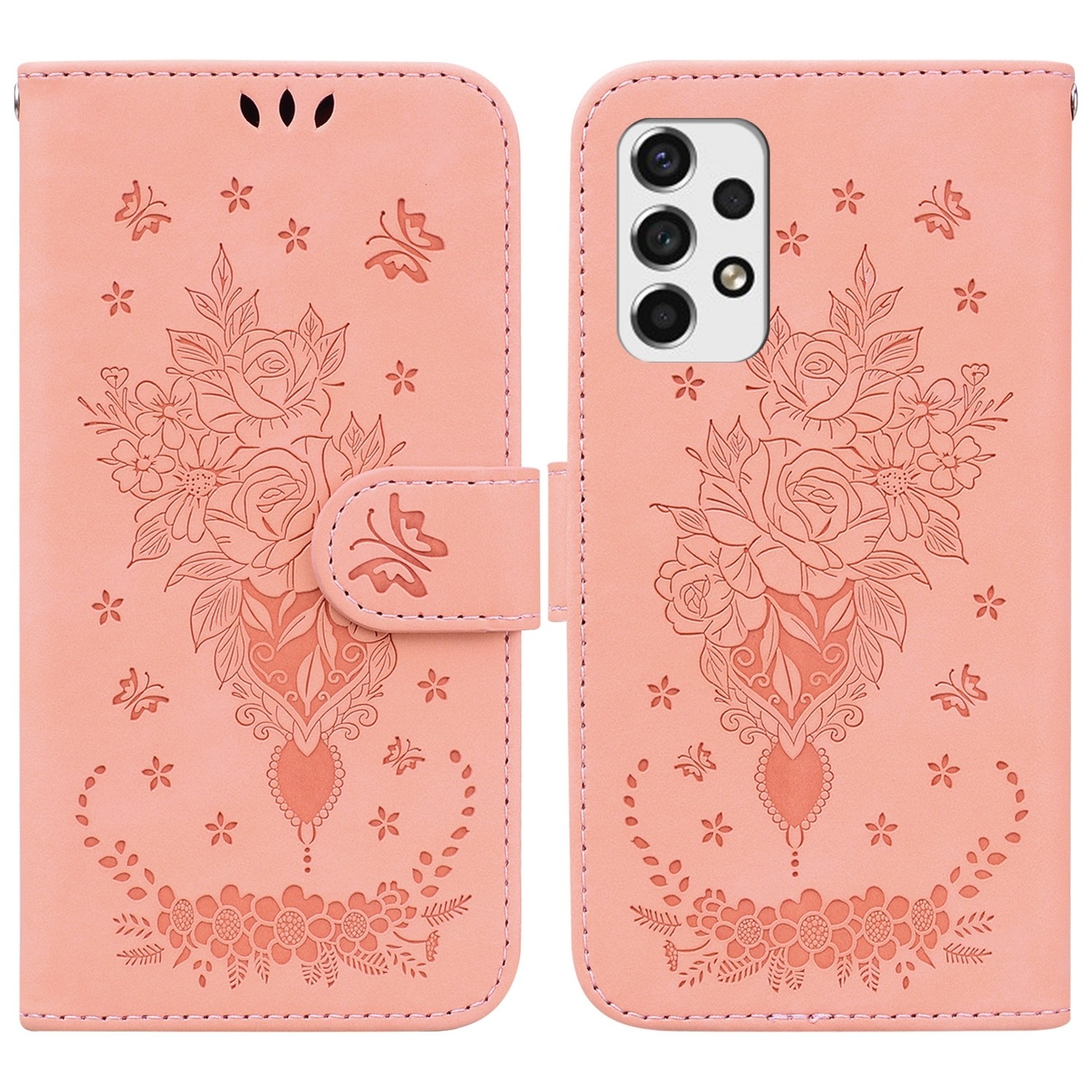 Samsung Galaxy A33 5G Θήκη Βιβλίο Ροζ Butterfly Rose Embossed Phone Case Pink