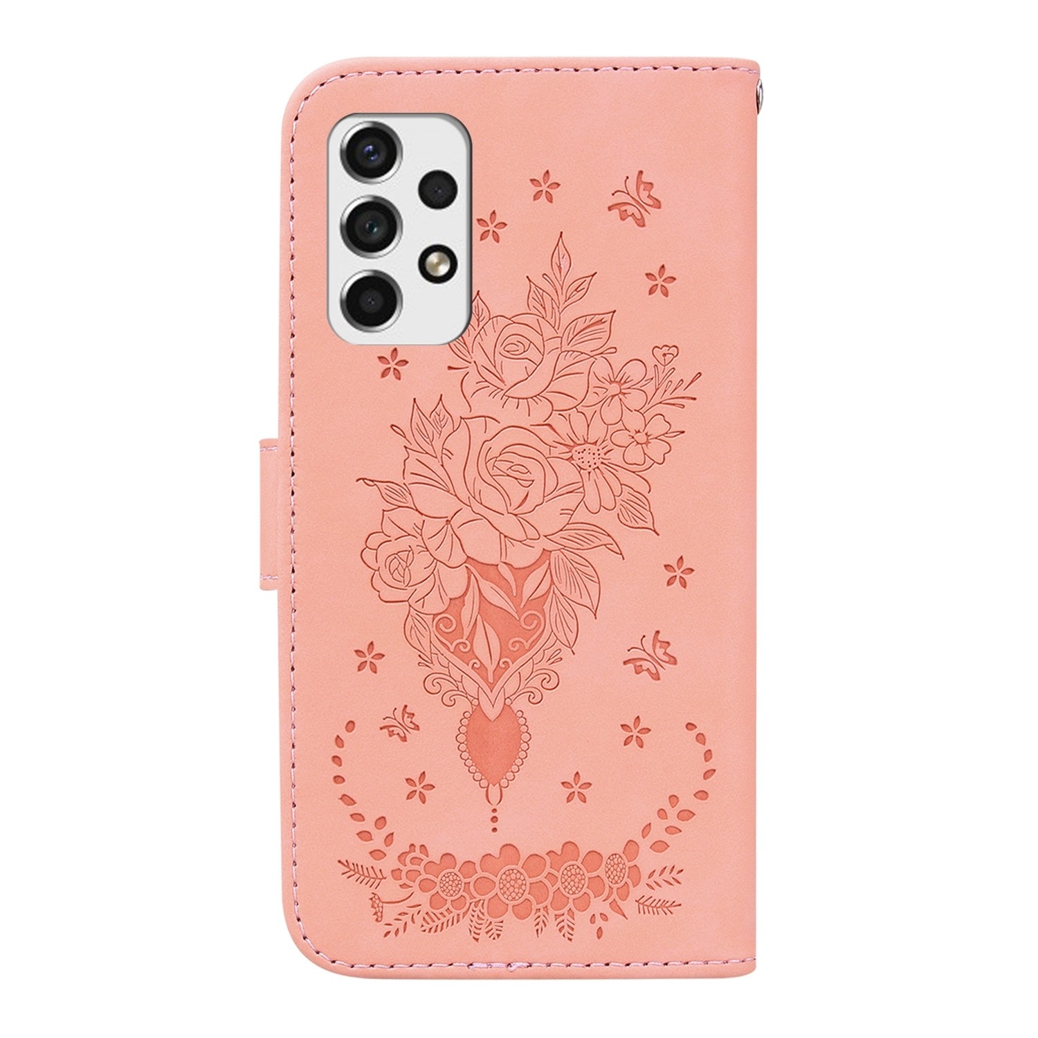 Samsung Galaxy A33 5G Θήκη Βιβλίο Ροζ Butterfly Rose Embossed Phone Case Pink