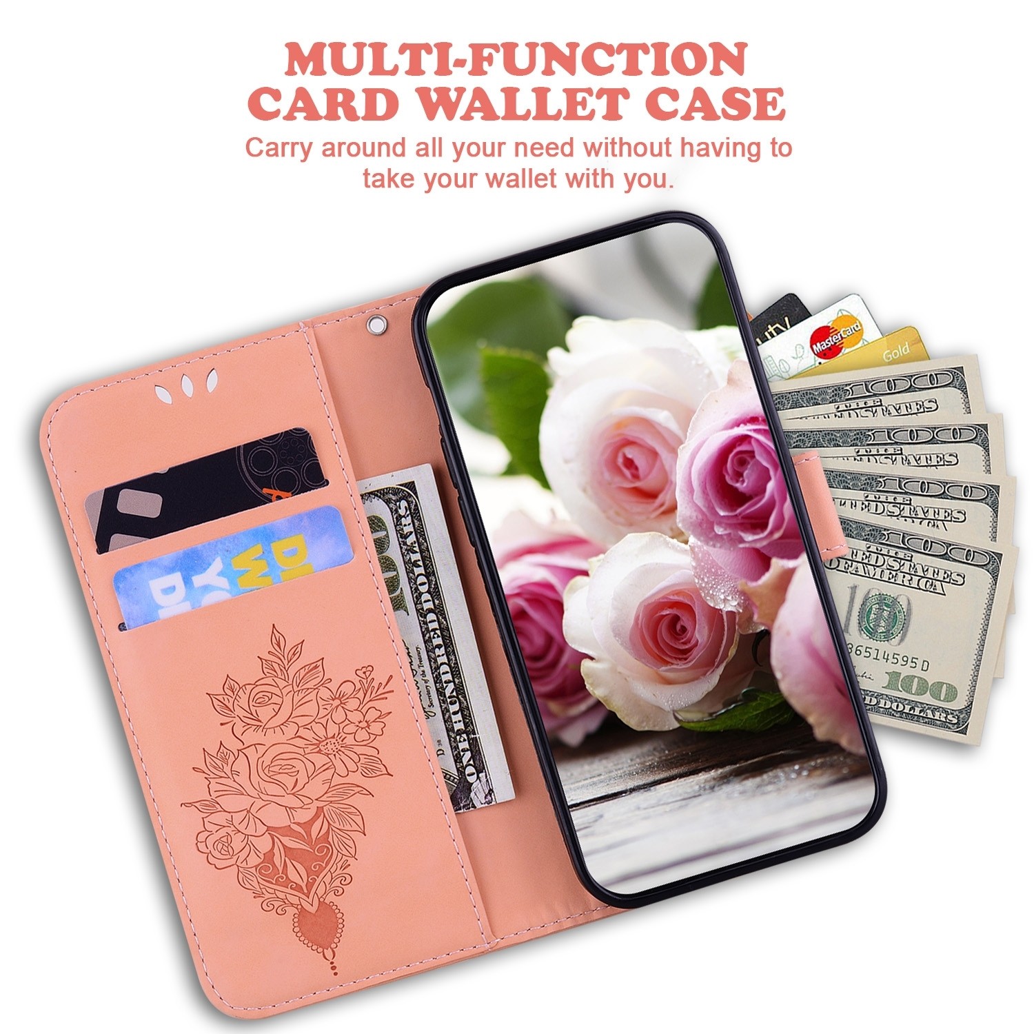 Samsung Galaxy A33 5G Θήκη Βιβλίο Ροζ Butterfly Rose Embossed Phone Case Pink