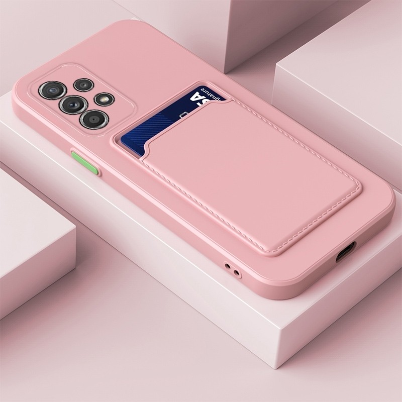 Samsung Galaxy A33 5G Θήκη Σιλικόνης Ροζ Skin Feel Card Contrast Color Button TPU Phone Case Pink