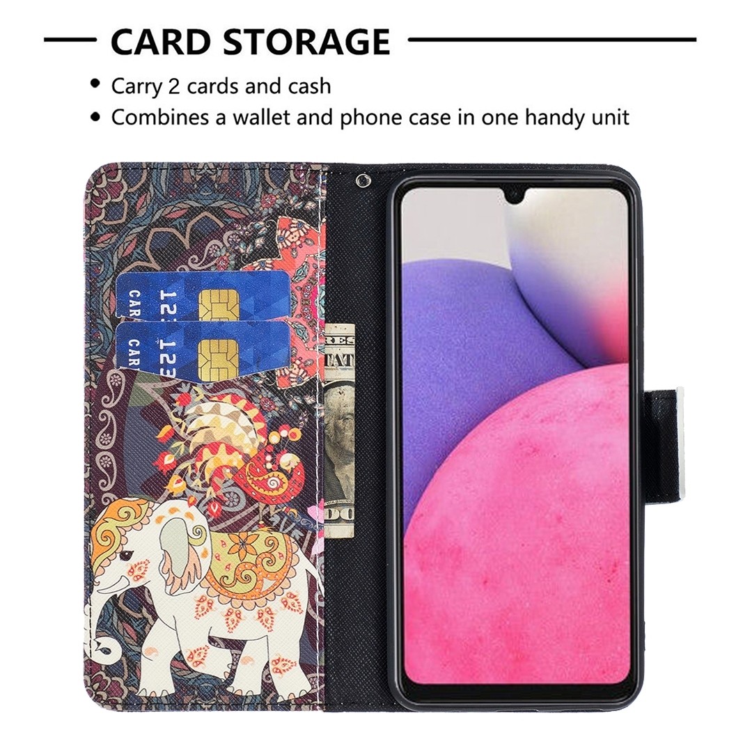 Samsung Galaxy A33 5G Θήκη Βιβλίο Colored Drawing Phone Case Flowers Elephant
