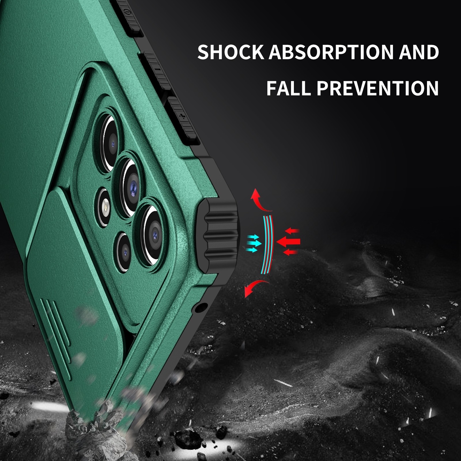 Samsung Galaxy A33 5G Θήκη Σκούρο Πράσινη Stereoscopic Holder Sliding Camshield Phone Case Dark Green