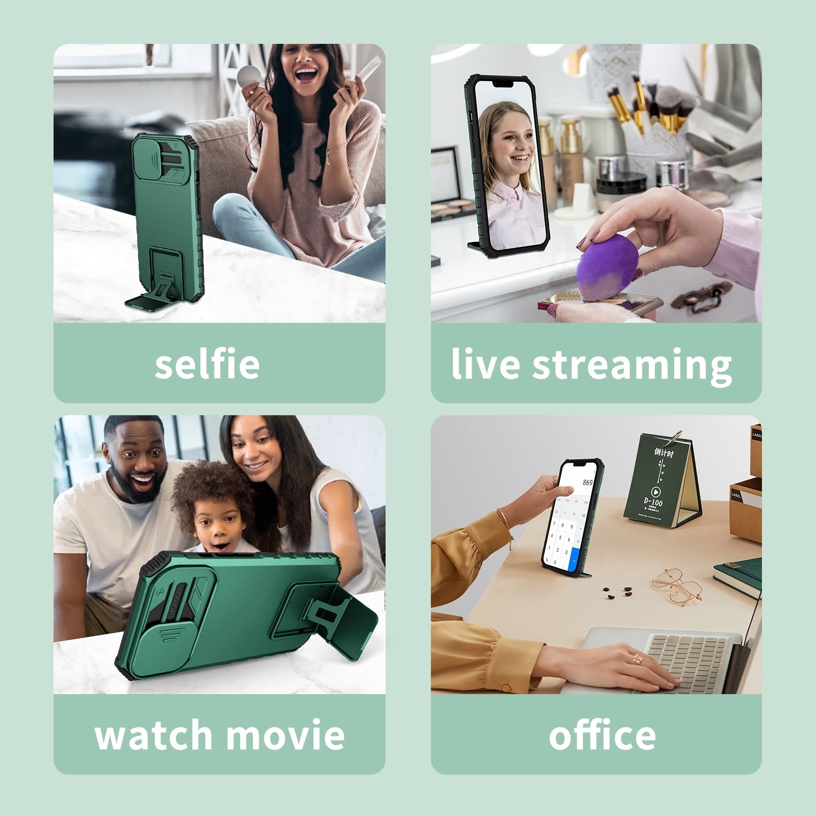 Samsung Galaxy A33 5G Θήκη Σκούρο Πράσινη Stereoscopic Holder Sliding Camshield Phone Case Dark Green