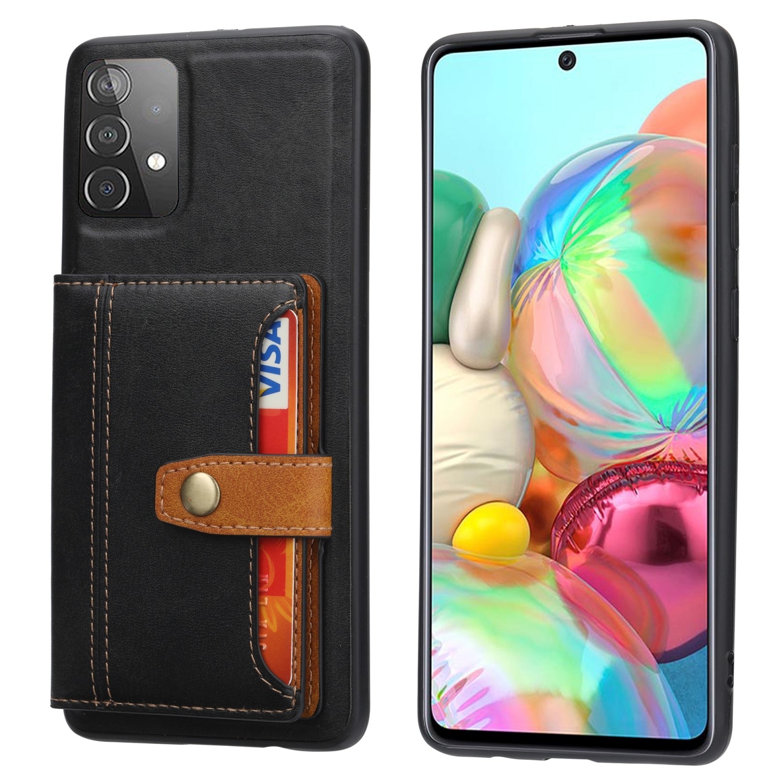 Samsung Galaxy A33 5G Θήκη Μαύρη Calfskin Color Matching TPU + PU Phone Case Black