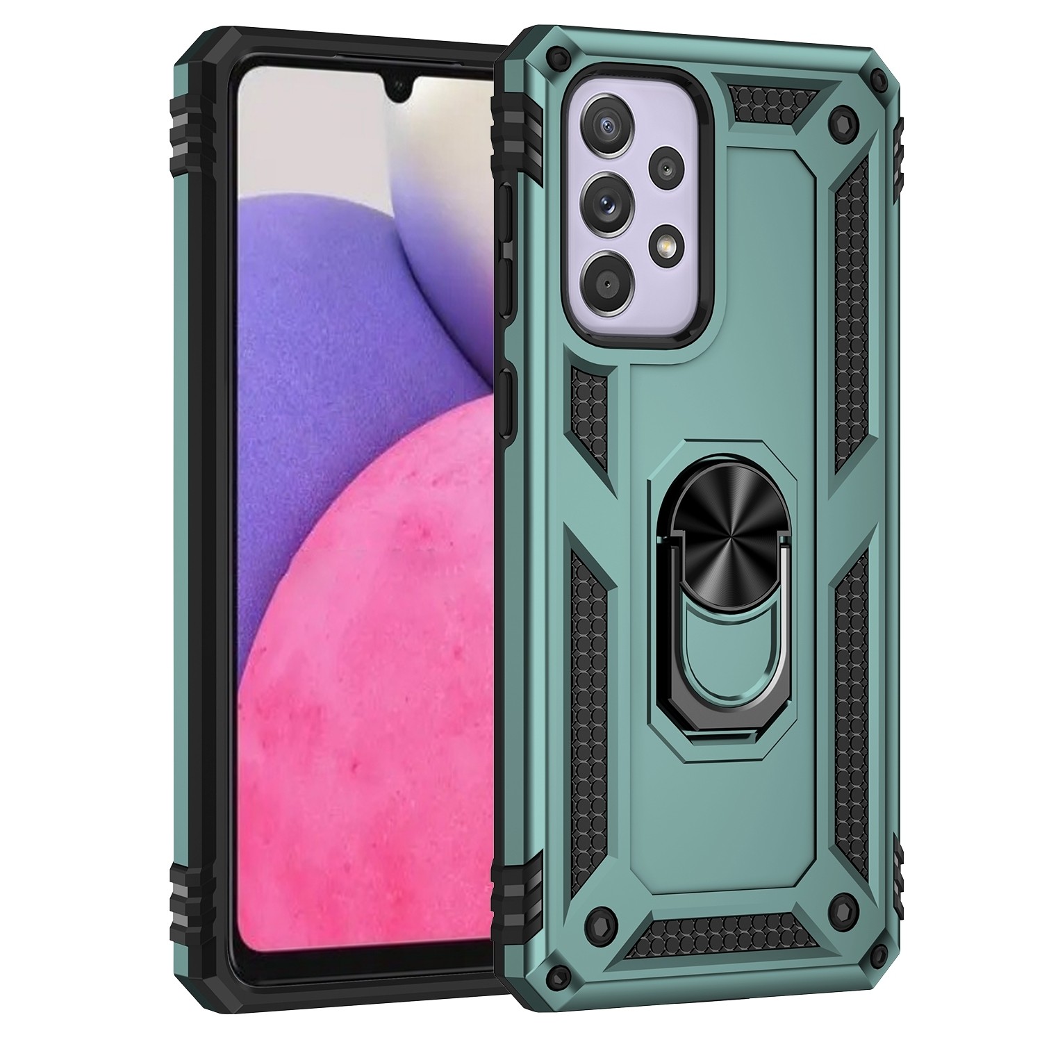 Samsung Galaxy A33 5G Θήκη Σκούρο Πράσινη Με Σταντ Shockproof TPU + PC Phone Case Dark Green