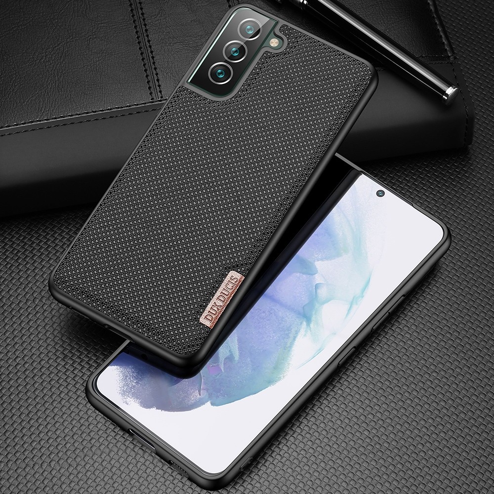 Samsung Galaxy S22 Plus 5G Θήκη Μαύρη με Πλαίσιο Σιλικόνης και Επένδυση από Ύφασμα DUX DUCIS Fino Series PU + TPU Phone Case