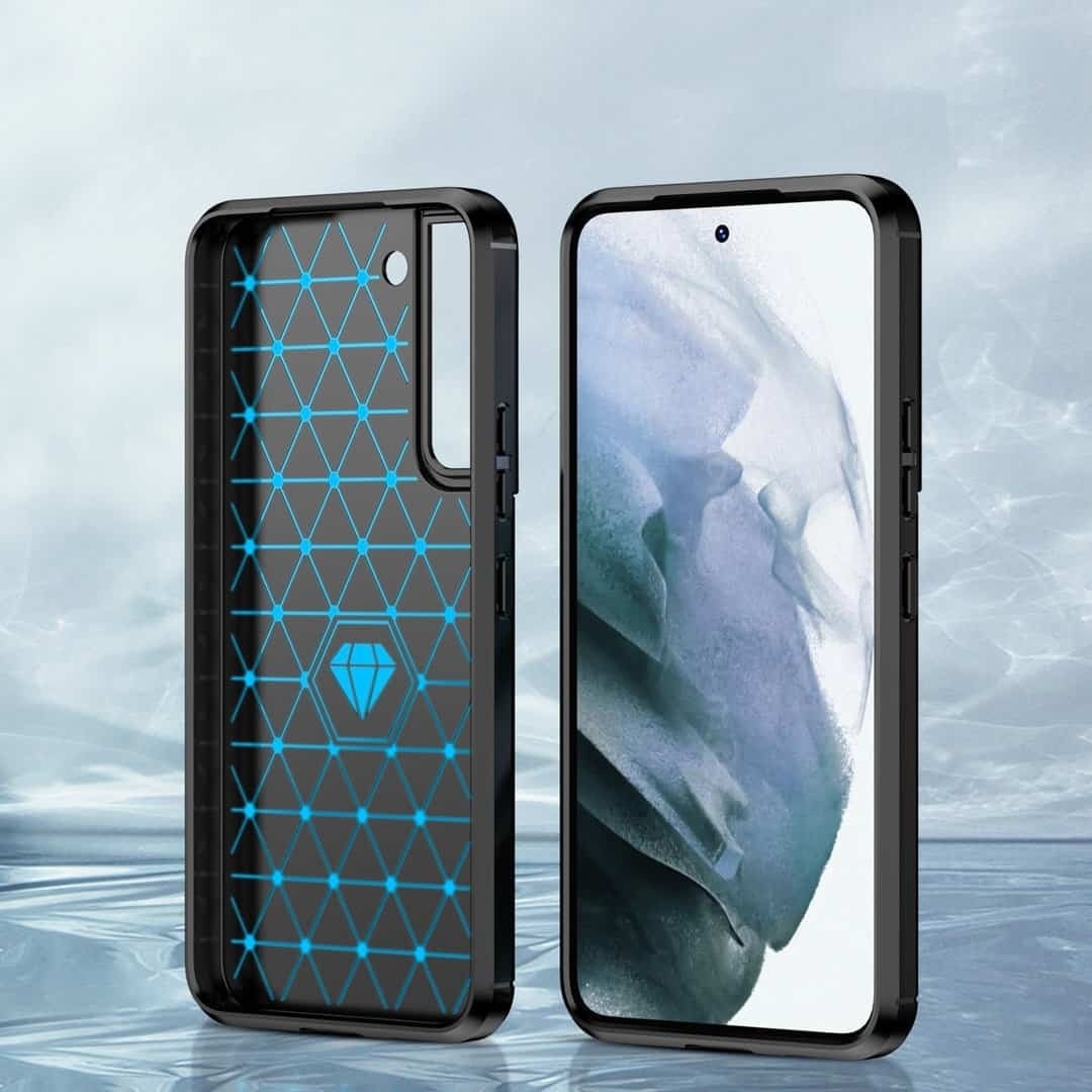 Samsung Galaxy S22 Plus 5G Θήκη Σιλικόνης Μαύρη Brushed Carbon Fiber Silicone Case Black