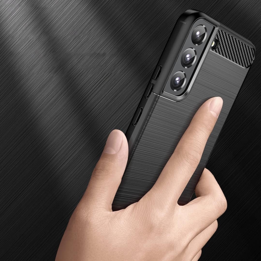 Samsung Galaxy S22 Plus 5G Θήκη Σιλικόνης Μαύρη Brushed Carbon Fiber Silicone Case Black