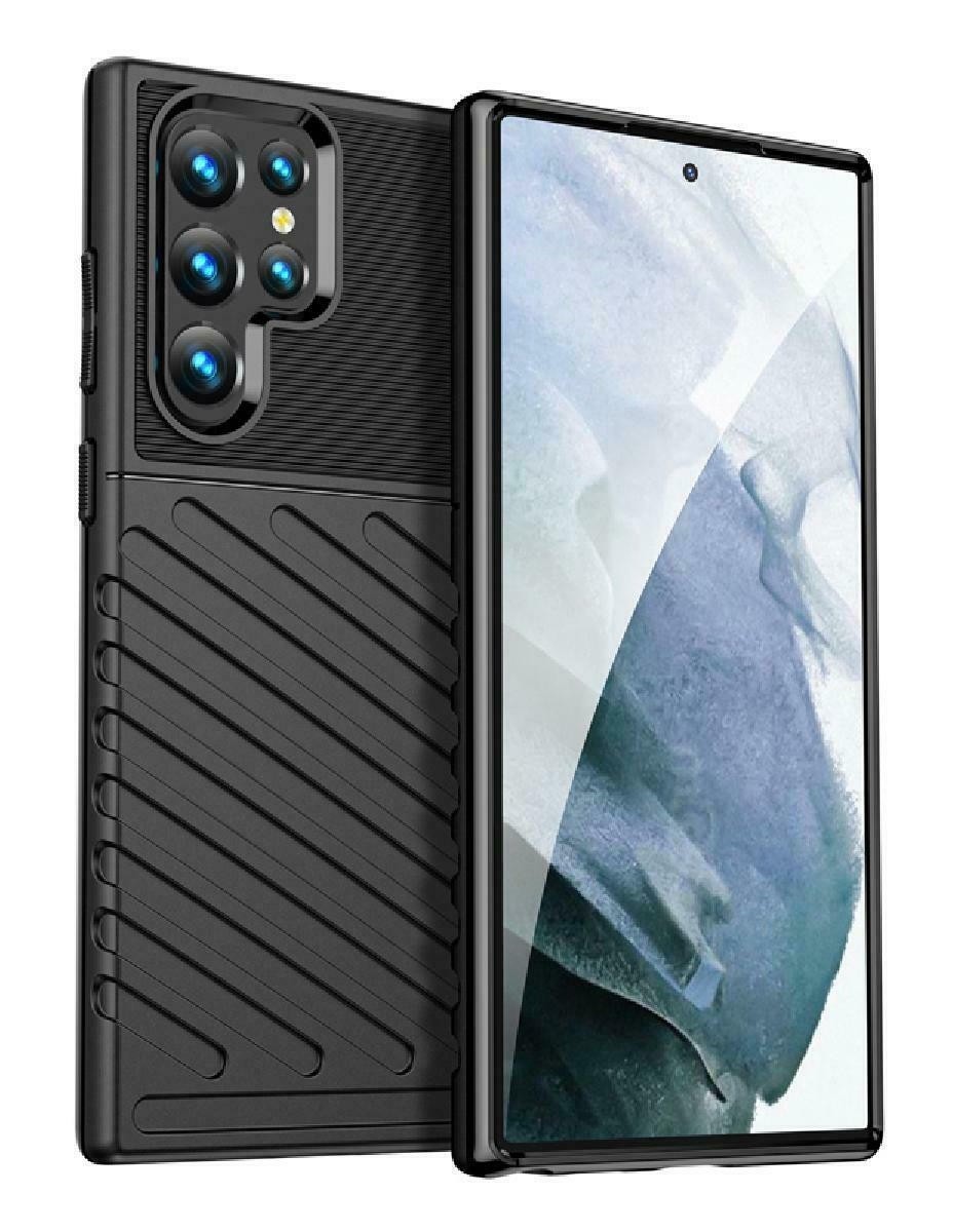 Samsung Galaxy S22 Ultra 5G Θήκη Σιλικόνης Μαύρη Thunder Case Flexible Tough Rugged Cover TPU Case Black