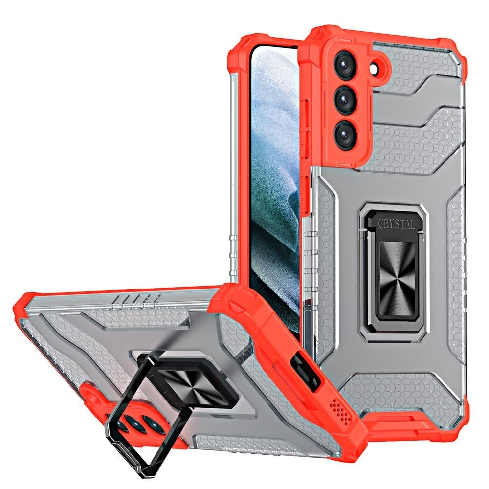 Samsung Galaxy S22 Plus 5G Σκληρή Θήκη Κόκκινη Με Σταντ Crystal Ring Case Kickstand Tough Rugged Cover Red