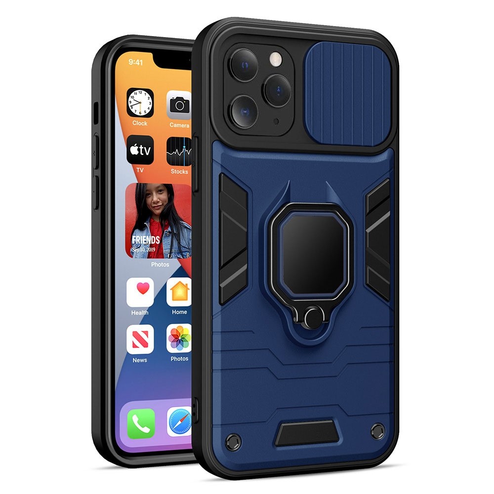 Samsung Galaxy S22 Ultra 5G Σκληρή Θήκη Μπλε Με Σταντ Ring Lens Case Navy