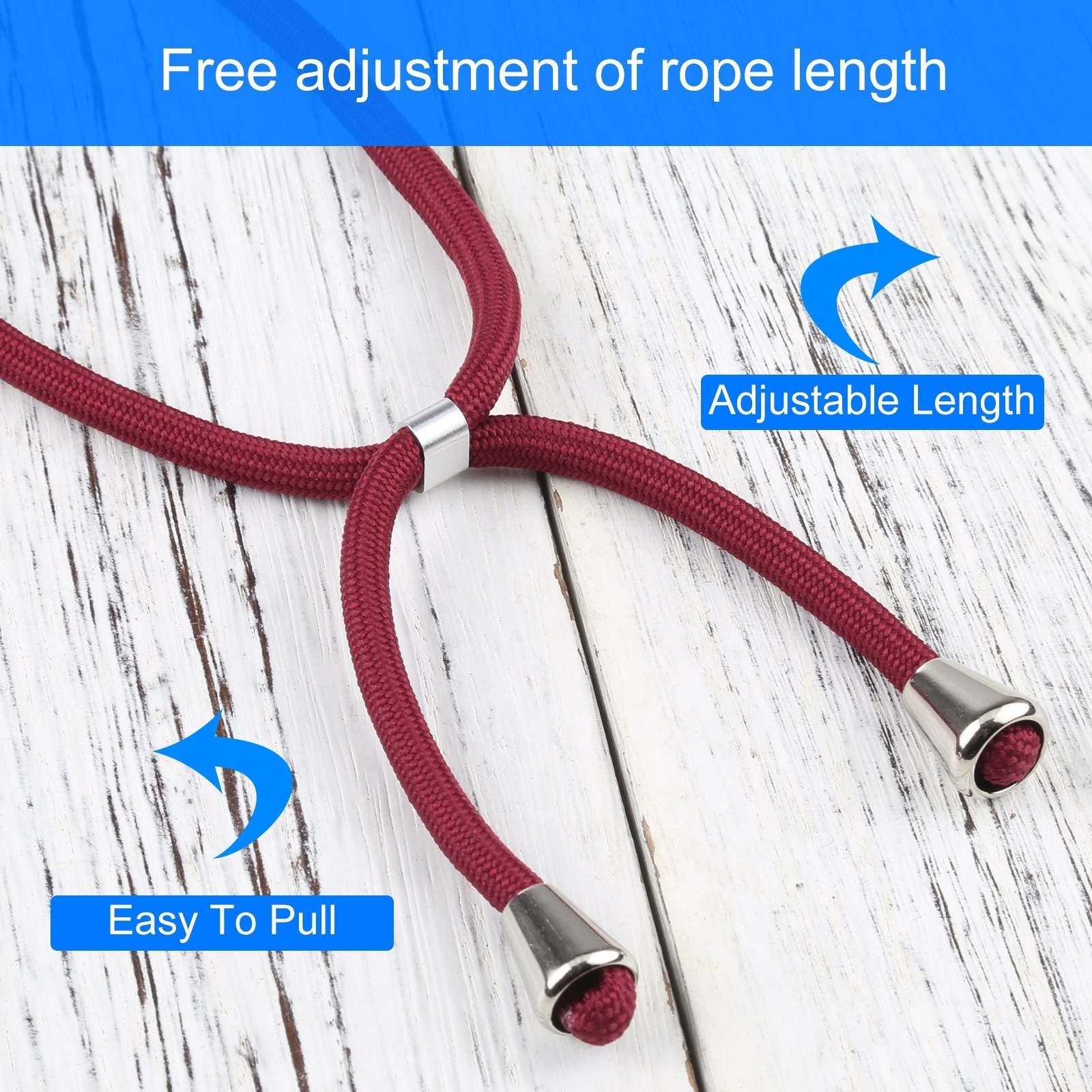 iPhone 13 Θήκη με Λουράκι Four-corner Shockproof Transparent TPU Protective Case with Lanyard Wine Red
