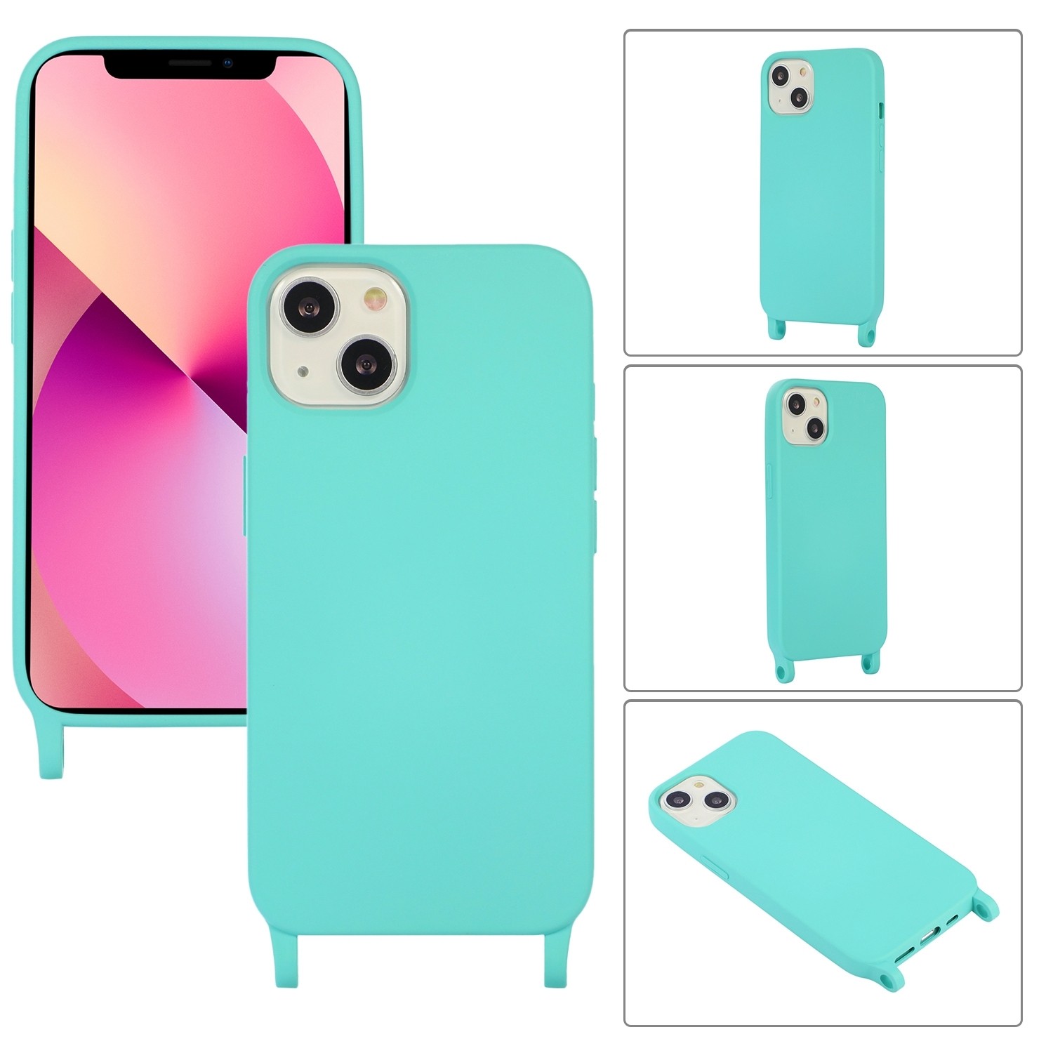 iPhone 12 Pro Max Θήκη με Λουράκι Crossbody Lanyard Elastic Silicone Phone Case Blue