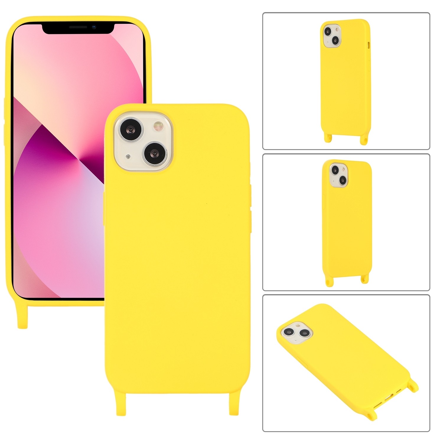 iPhone 13 Θήκη με Λουράκι Crossbody Lanyard Elastic Silicone Phone Case Yellow