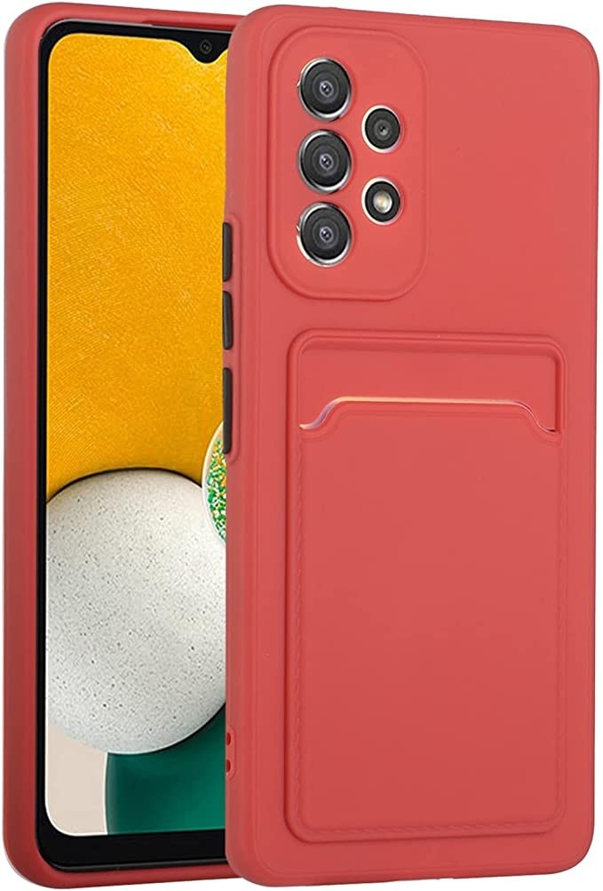 Samsung Galaxy A53 5G Θήκη Σιλικόνης Κοραλί Skin Feel Card Contrast Color Button TPU Phone Case Coral