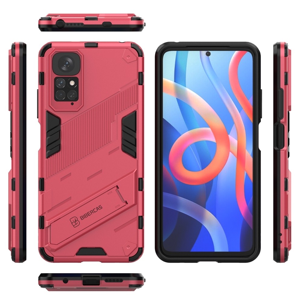 Xiaomi Redmi Note 11 / Note 11S Σκληρή Θήκη Απαλή Κόκκινη Με Σταντ Punk Armor 2 in 1 PC + TPU Shockproof Case Light Red