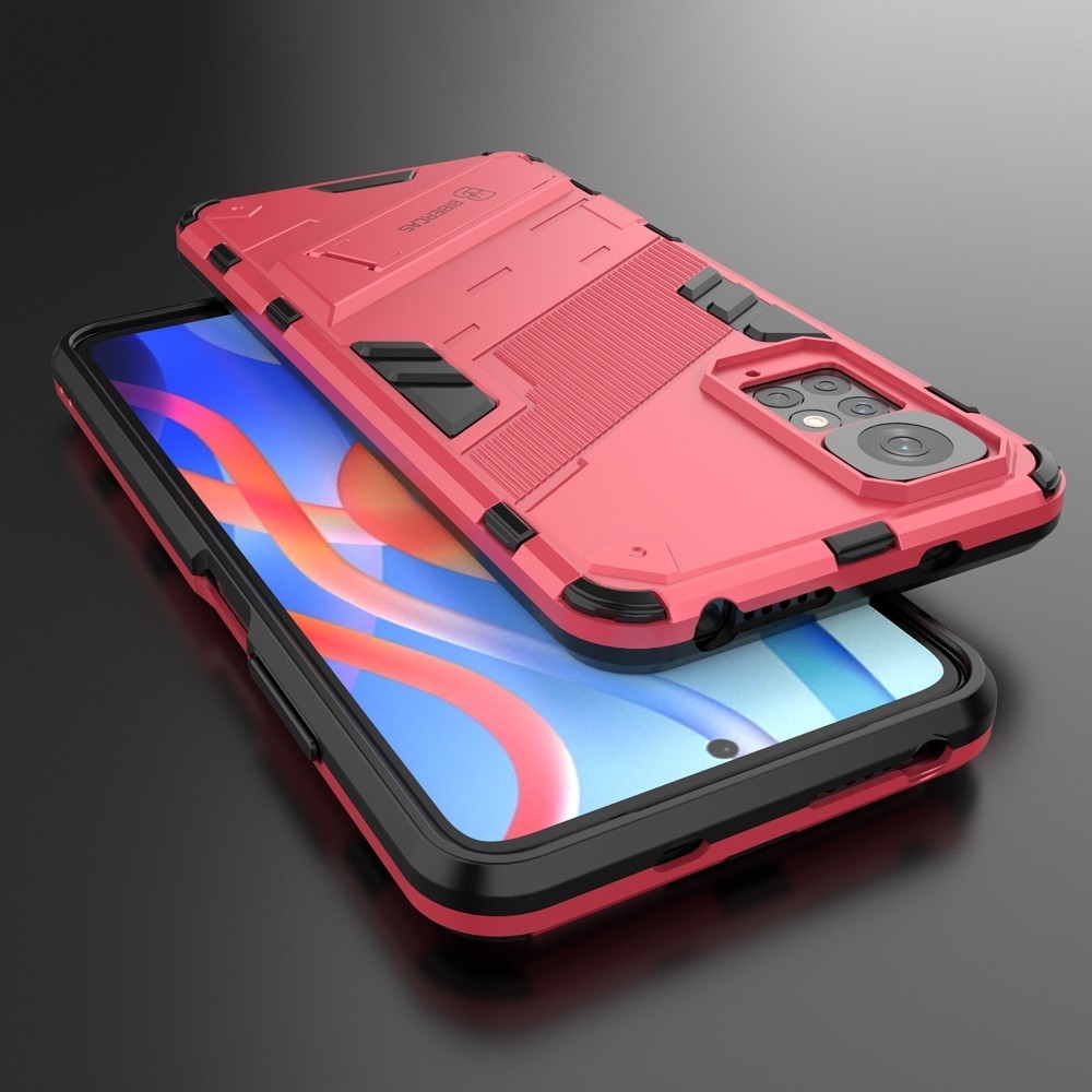 Xiaomi Redmi Note 11 / Note 11S Σκληρή Θήκη Απαλή Κόκκινη Με Σταντ Punk Armor 2 in 1 PC + TPU Shockproof Case Light Red