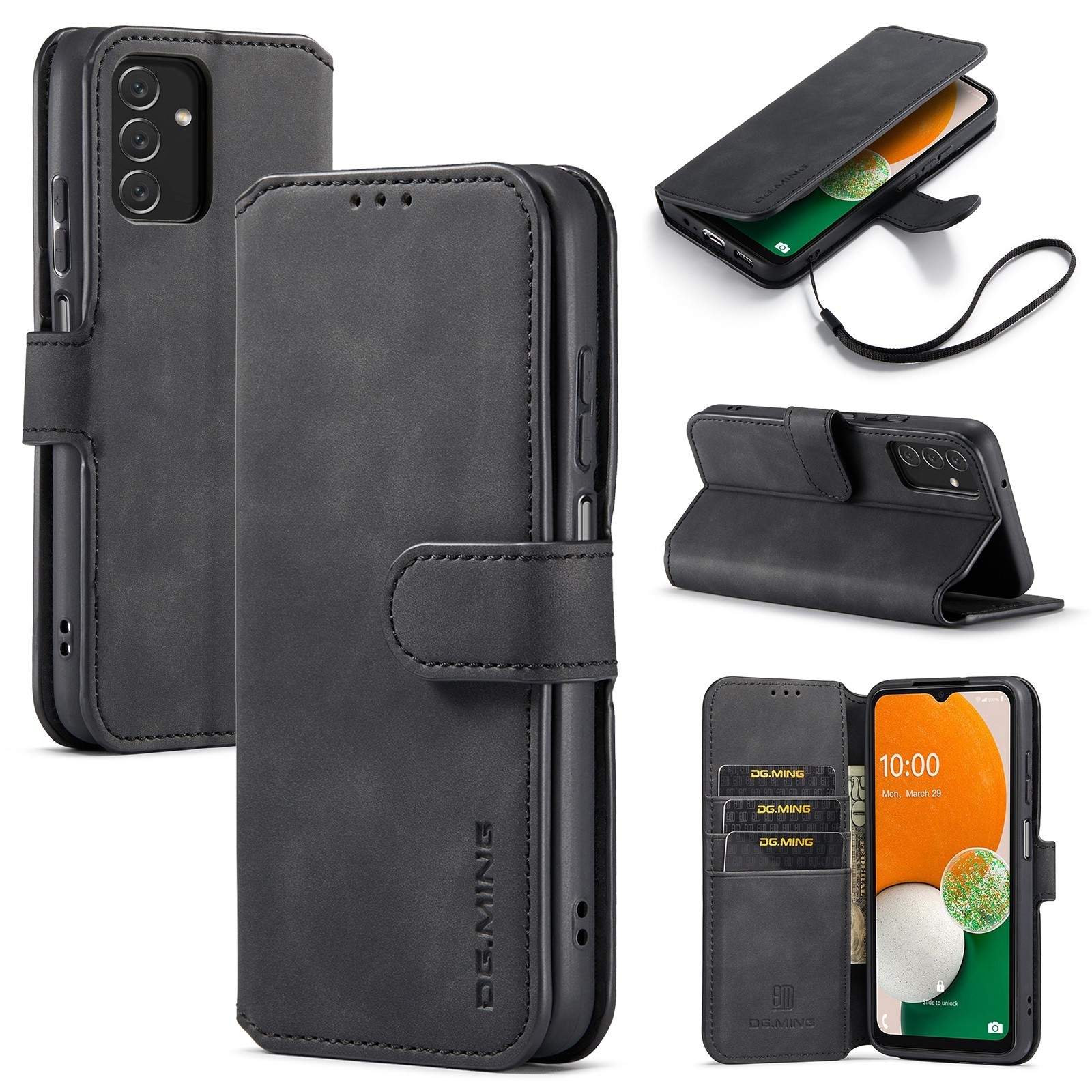 Samsung Galaxy A13 4G Θήκη Βιβλίο Μαύρο DG.MING Retro Oil Edge Flip Phone Case Black