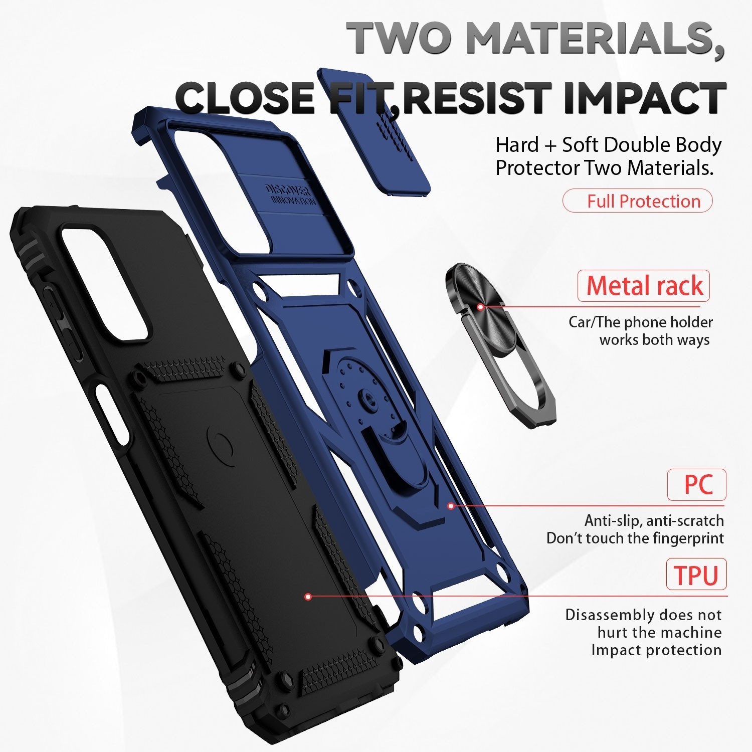 Samsung Galaxy A13 4G Θήκη Μπλε Με Σταντ Sliding Camshield Holder Phone Case Blue