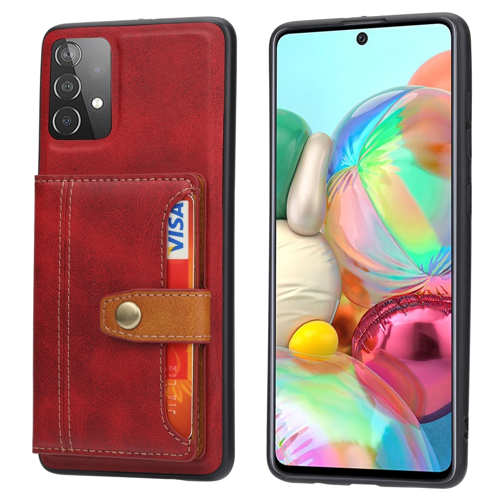 Samsung Galaxy A53 5G Θήκη Κόκκινη Calfskin Color Matching TPU + PU Phone Case Red