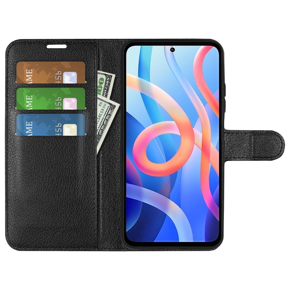 Xiaomi Poco M4 Pro 5G Θήκη Βιβλίο Μαύρο Litchi Texture Horizontal Flip Protective Case Black
