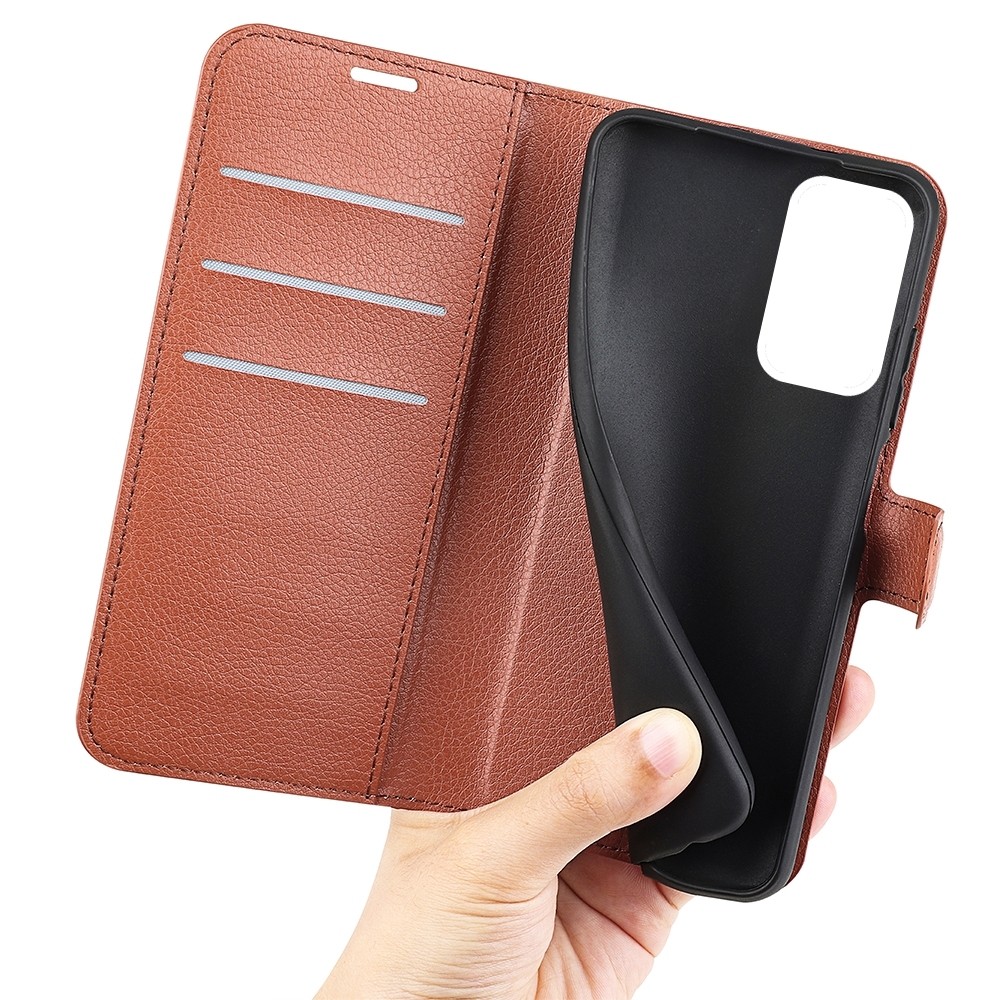 Xiaomi Poco M4 Pro 5G Θήκη Βιβλίο Καφέ Litchi Texture Horizontal Flip Protective Case Brown