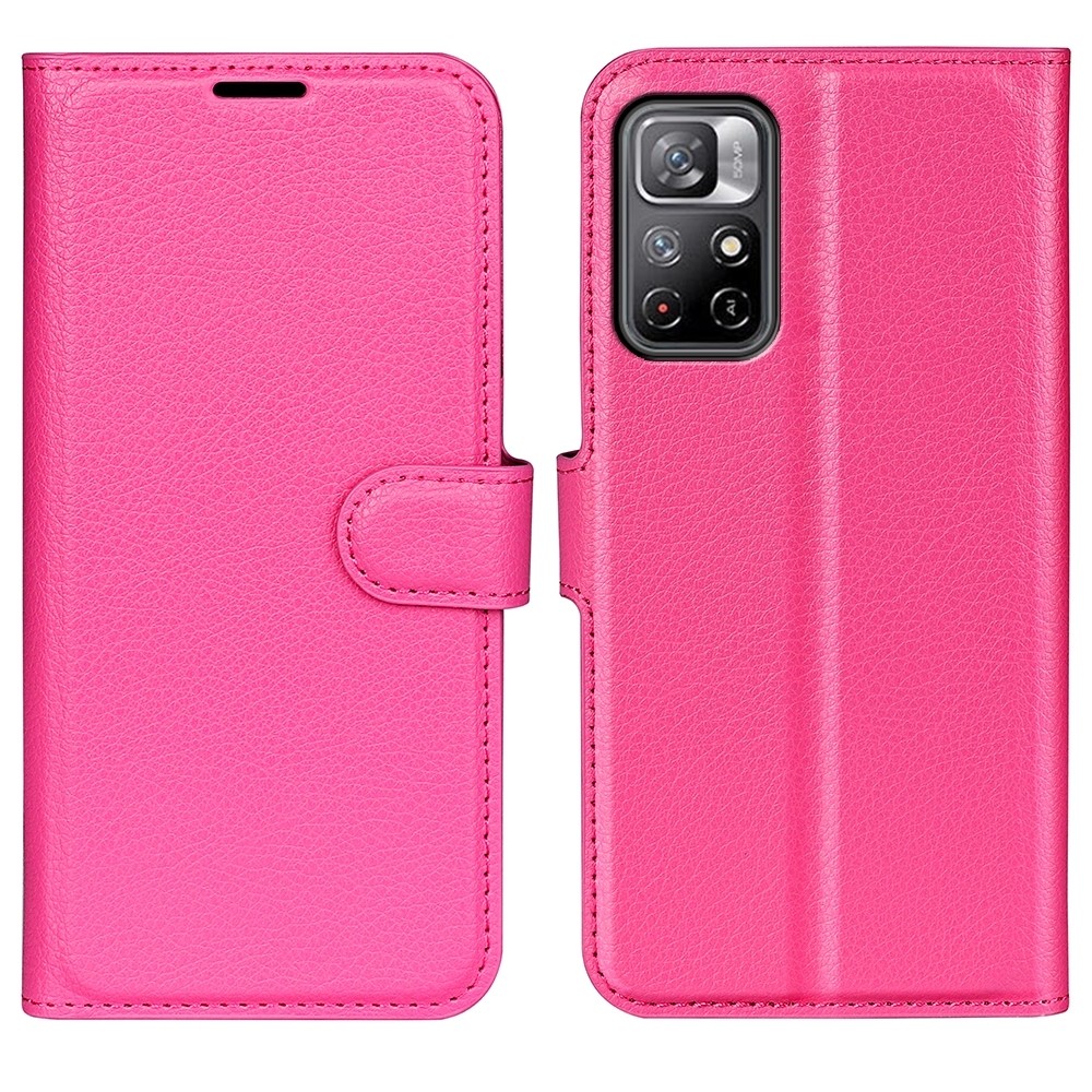 Xiaomi Poco M4 Pro 5G Θήκη Βιβλίο Φούξια Litchi Texture Horizontal Flip Protective Case Fuchsia