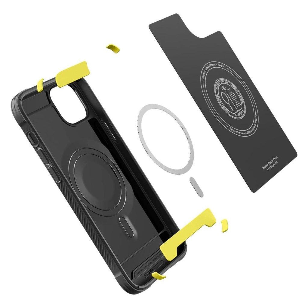 iPhone 14 Plus Θήκη Μαύρη Spigen Rugged Armor Magsafe Back Cover Matte Black ACS04890