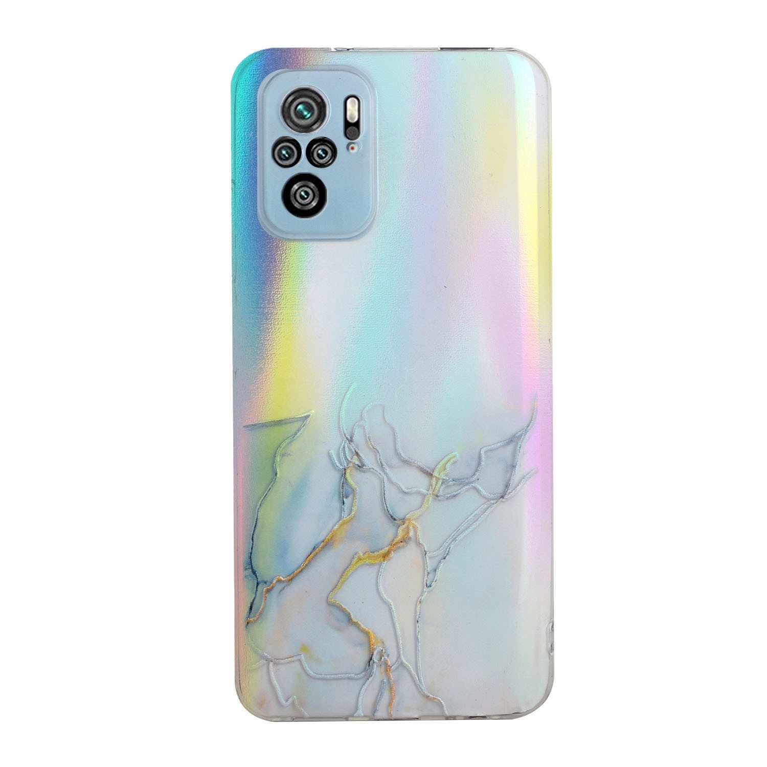 Xiaomi Redmi Note 10 4G / Note 10S / Poco M5s Θήκη Σιλικόνης Μάρμαρο Γκρι Laser Marble Pattern Clear TPU Shockproof Protective C