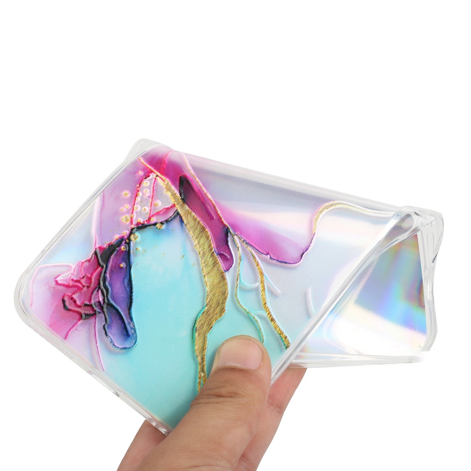 Xiaomi Redmi Note 10 4G / Note 10S / Poco M5s Θήκη Σιλικόνης Μάρμαρο Πράσινο Laser Marble Pattern Clear TPU Shockproof Protectiv