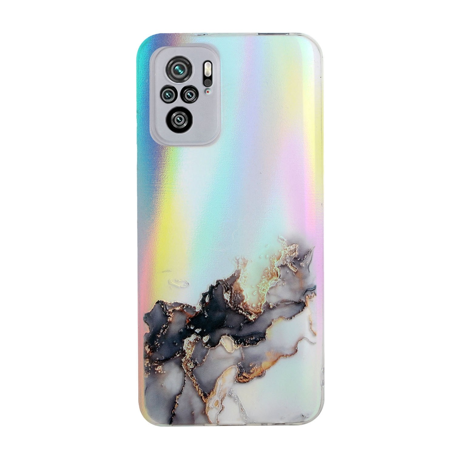Xiaomi Redmi Note 10 4G / Note 10S / Poco M5s Θήκη Σιλικόνης Μάρμαρο Μαύρο Laser Marble Pattern Clear TPU Shockproof Protective