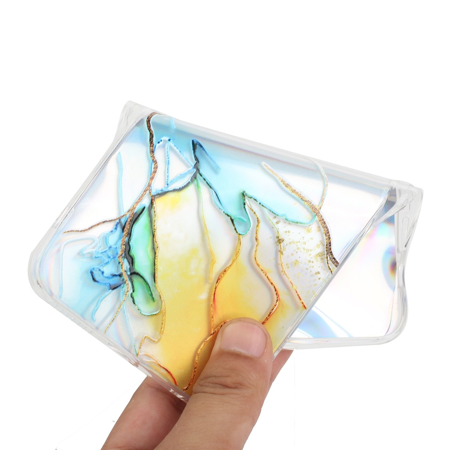 Xiaomi Redmi Note 9S / 9 Pro / 9 Pro Max Θήκη Σιλικόνης Μάρμαρο Laser Marble Pattern Clear TPU Shockproof Protective Case Yellow