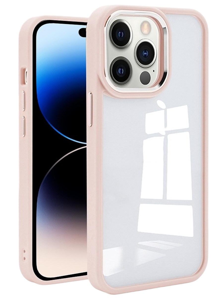 Forcell iPhone 14 Pro Max Charming Pupil Shockproof Θήκη Με Πλαίσιο Σιλικόνης Διάφανη - Pink