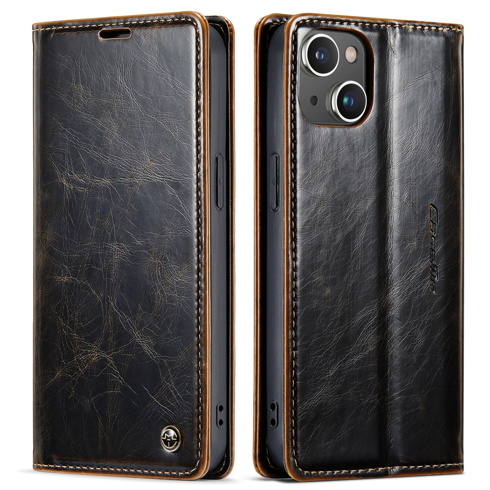 iPhone 14 Θήκη Βιβλίο Καφέ CaseMe 003 Crazy Horse Texture Phone Case Coffee