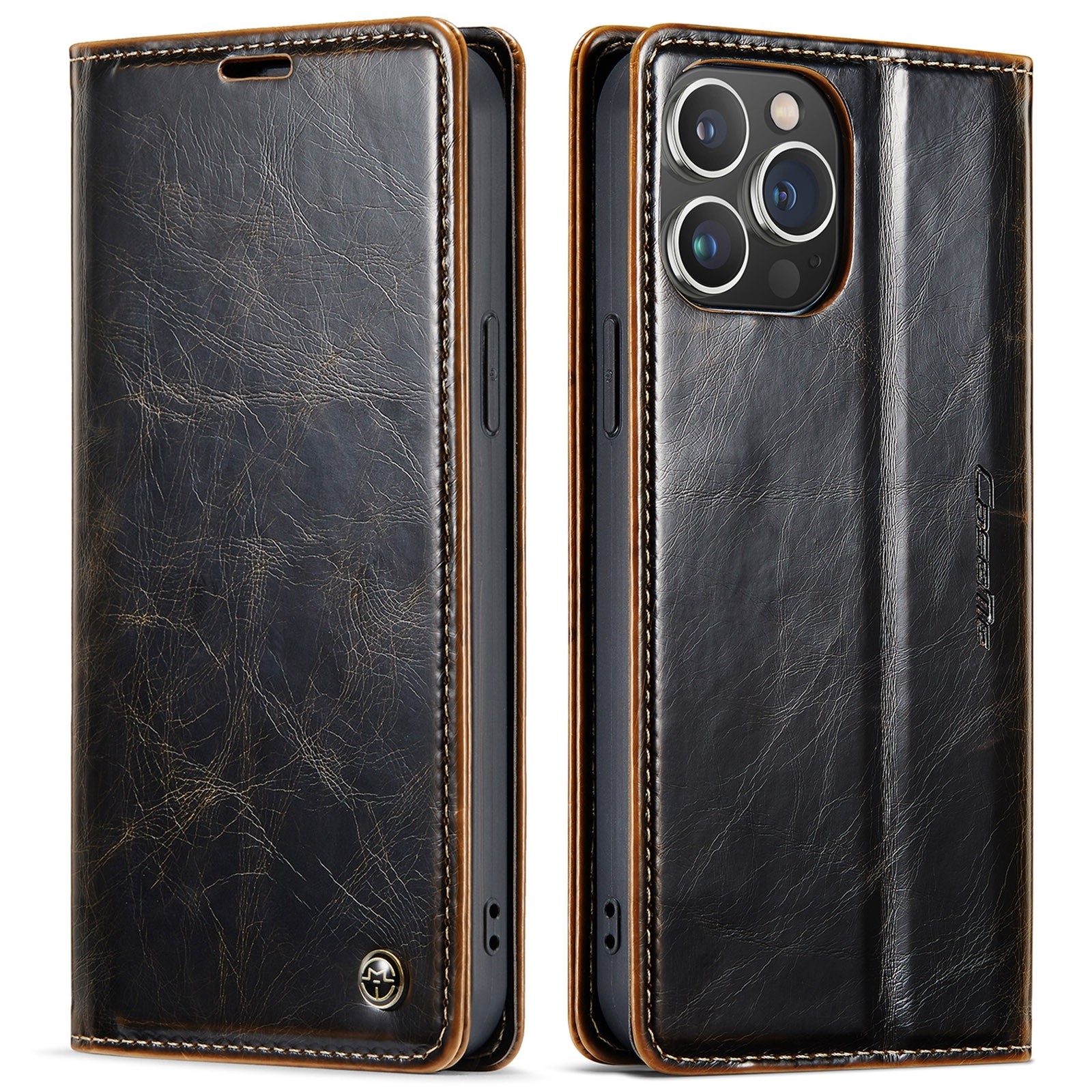 iPhone 14 Pro Θήκη Βιβλίο Καφέ CaseMe 003 Crazy Horse Texture Phone Case Coffee
