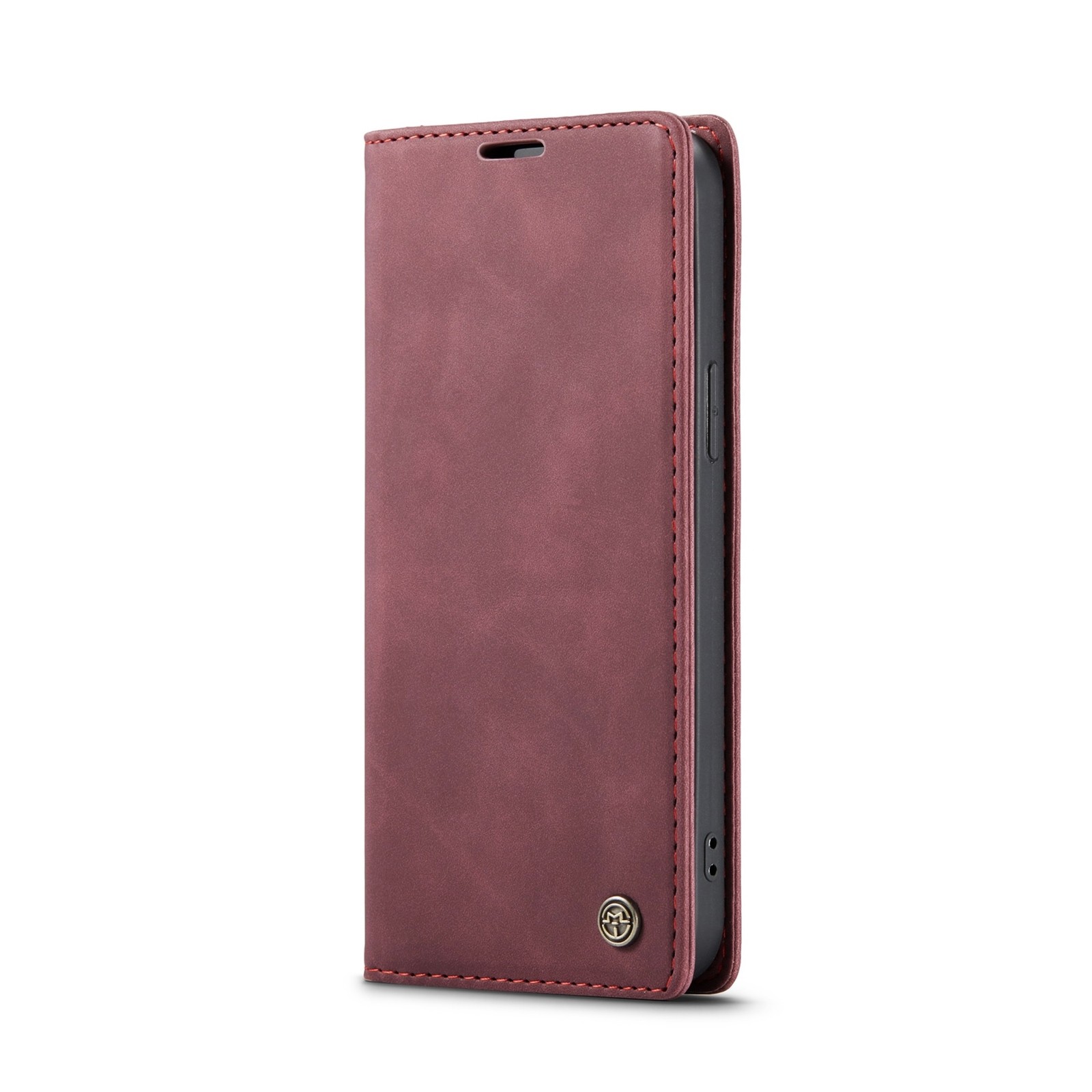 iPhone 14 Plus Θήκη Βιβλίο Μπορντό CaseMe-013 Multifunctional Retro Frosted Phone Case Wine Red