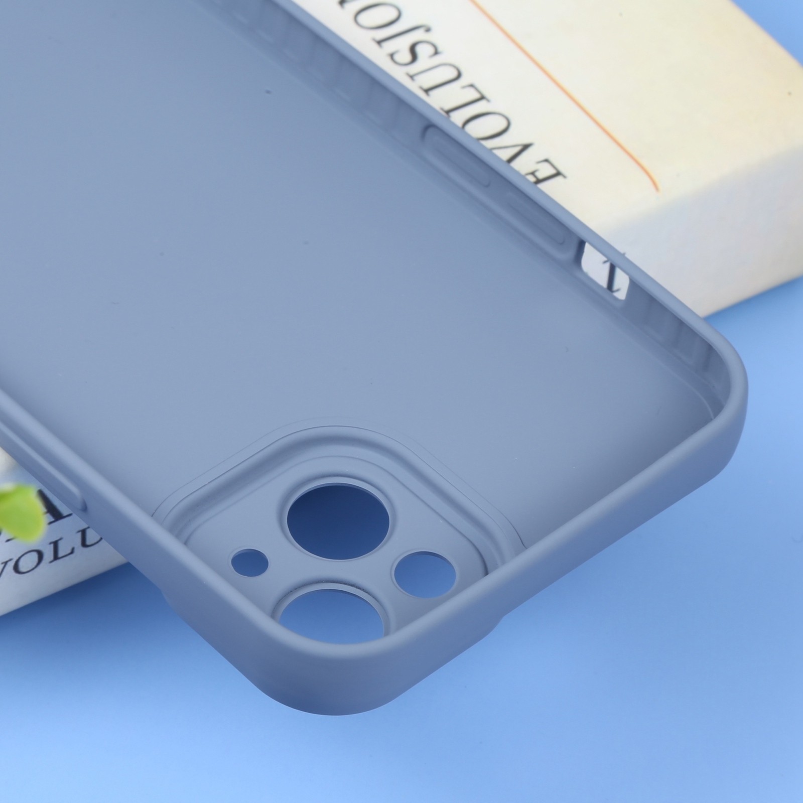 iPhone 14 Θήκη Σιλικόνης Μπλε - Γκρι Liquid Silicone Full Coverage Phone Case Blue Grey