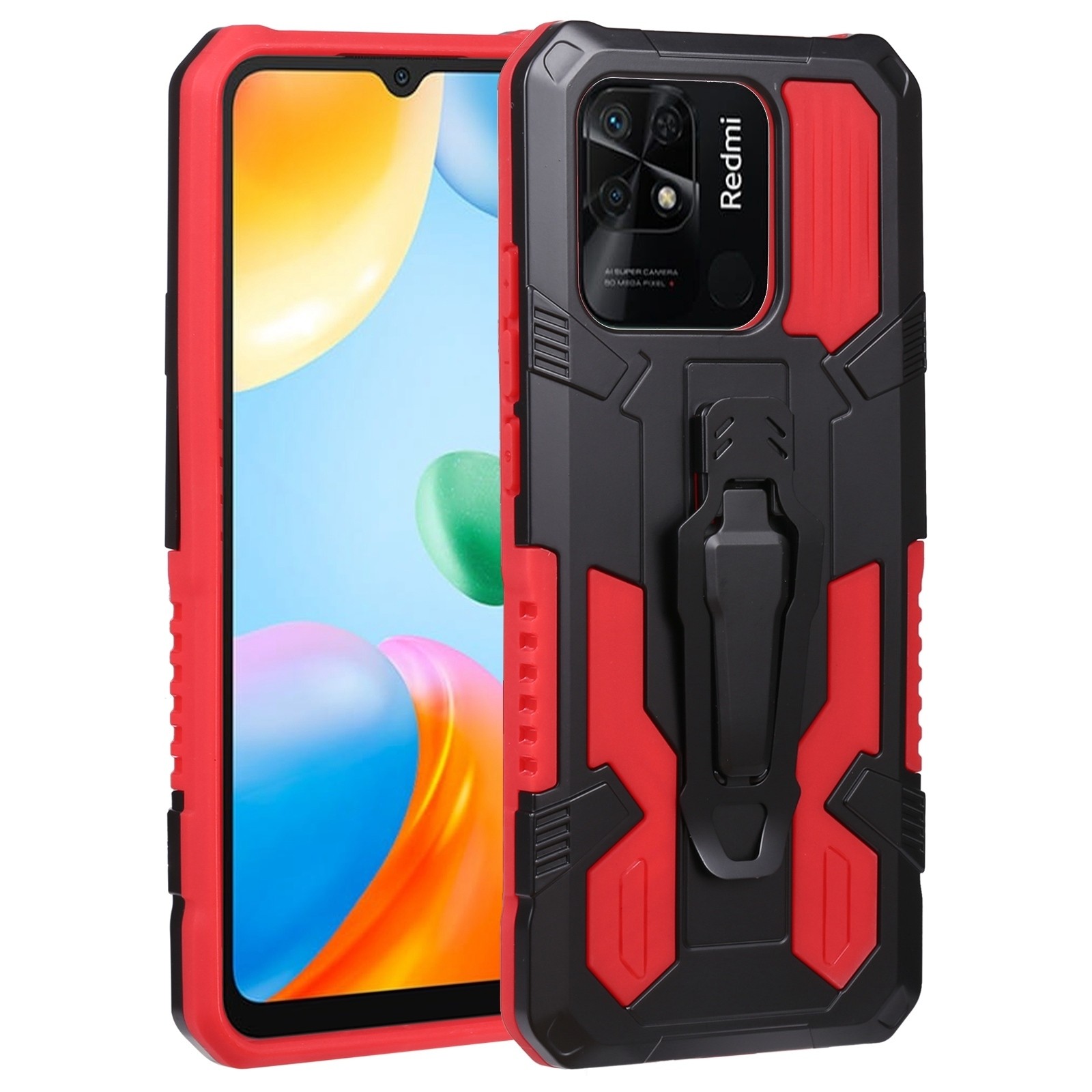 Xiaomi Redmi 10C Θήκη Κόκκινη Armor Warrior PC + TPU Phone Case Red